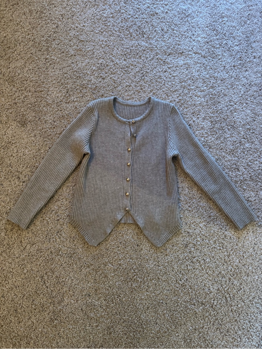 Commense Light Gray Ribbed Button Cardigan - Picture 3 of 4